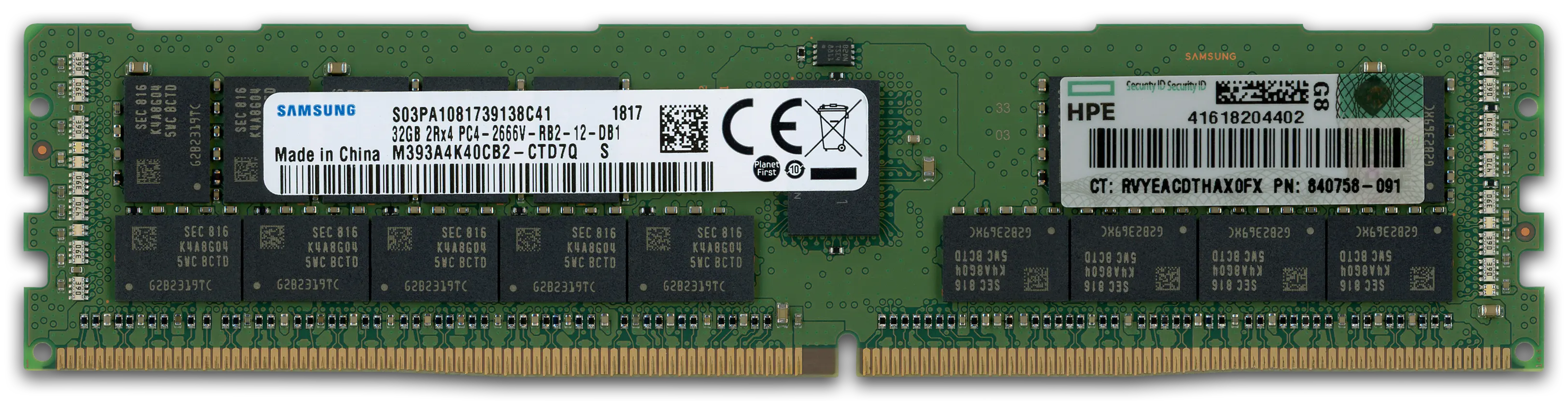 HPE 32GB RAM-Modul DDR4 2666 MT/s PC4-2666V-R RDIMM ECC 815100-B21, refurbished