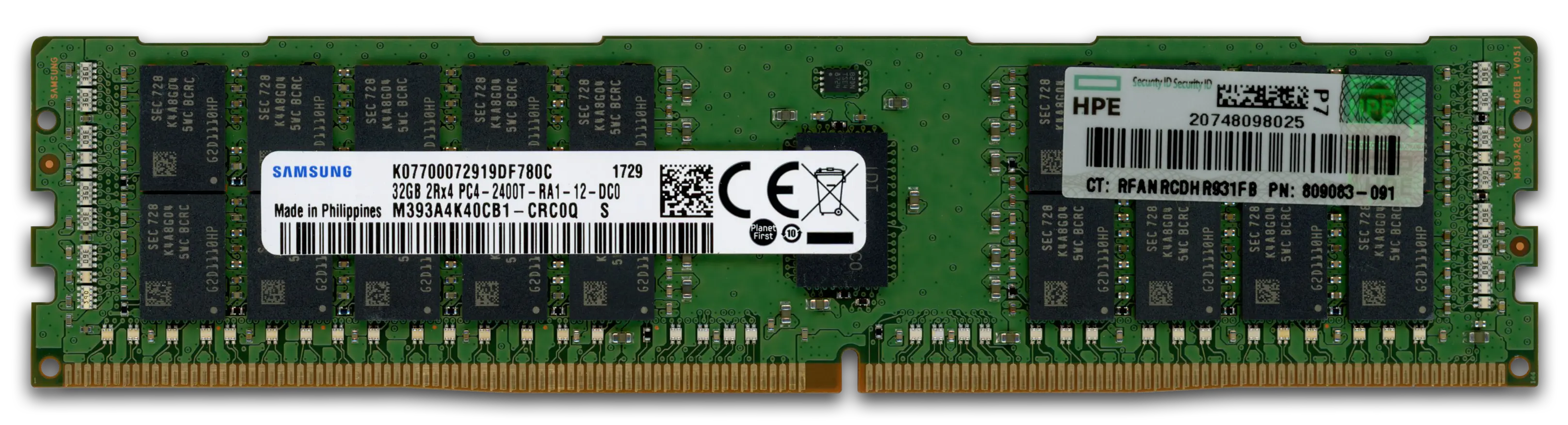 HP 32GB RAM-Modul DDR4 2400 MT/s PC4-2400T-R RDIMM ECC 809083-091, refurbished